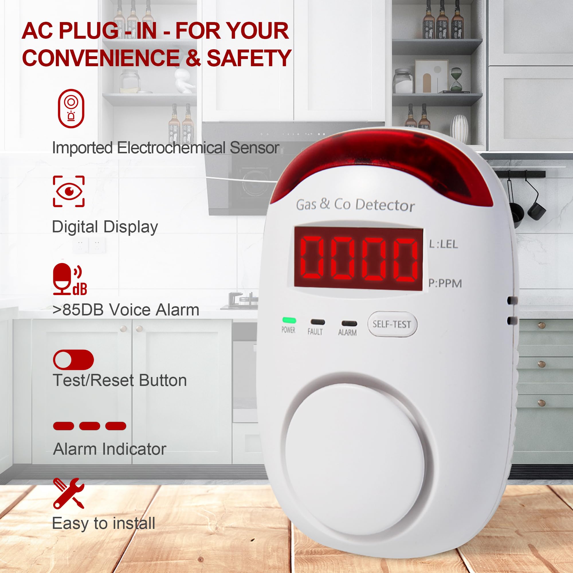Co Detector Plug - 가스 및 일산화탄소 감지기 겸용 제품,
